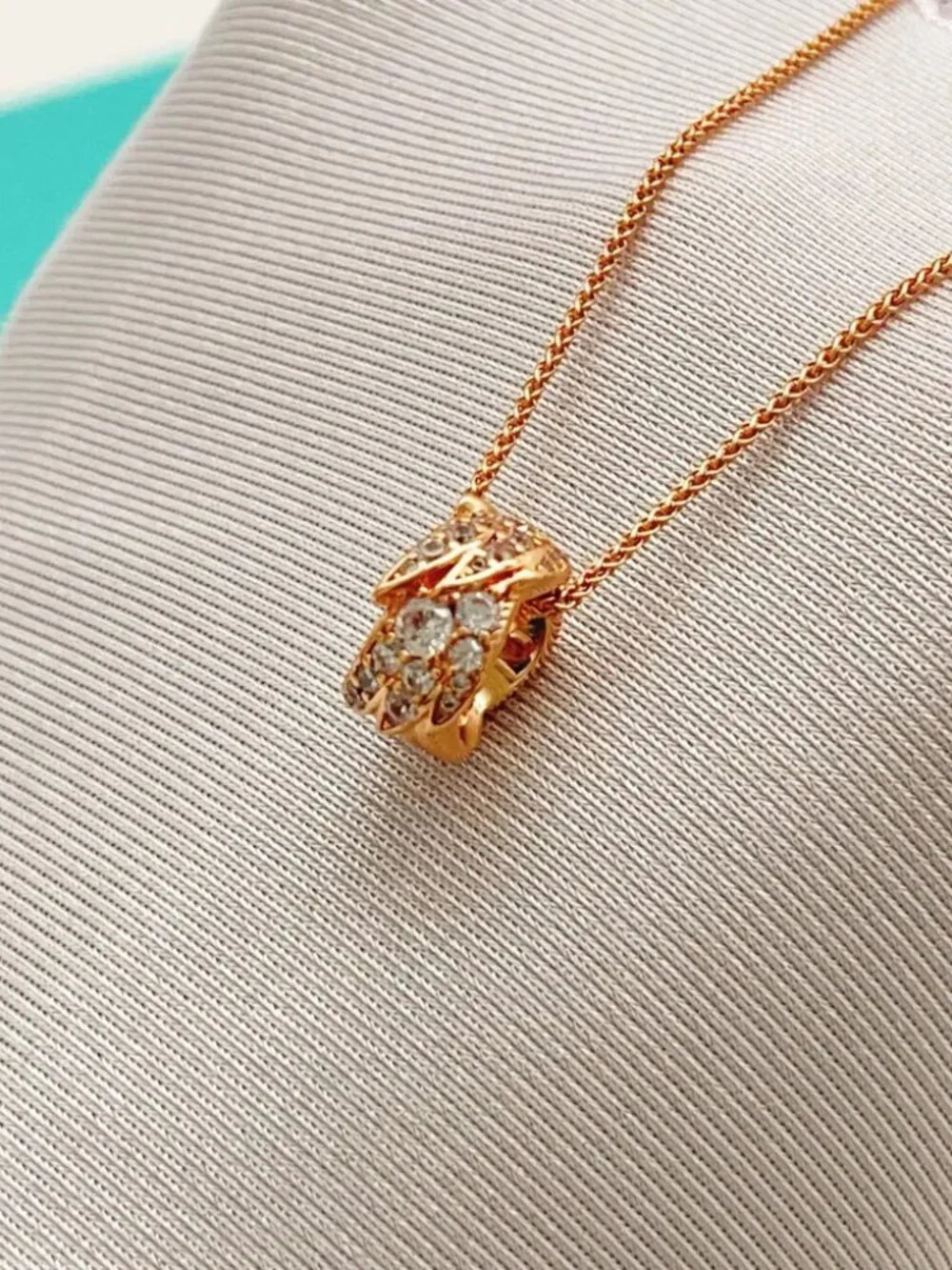 Tiffany & Co. Rose Gold Diamond-Set Wing Necklace